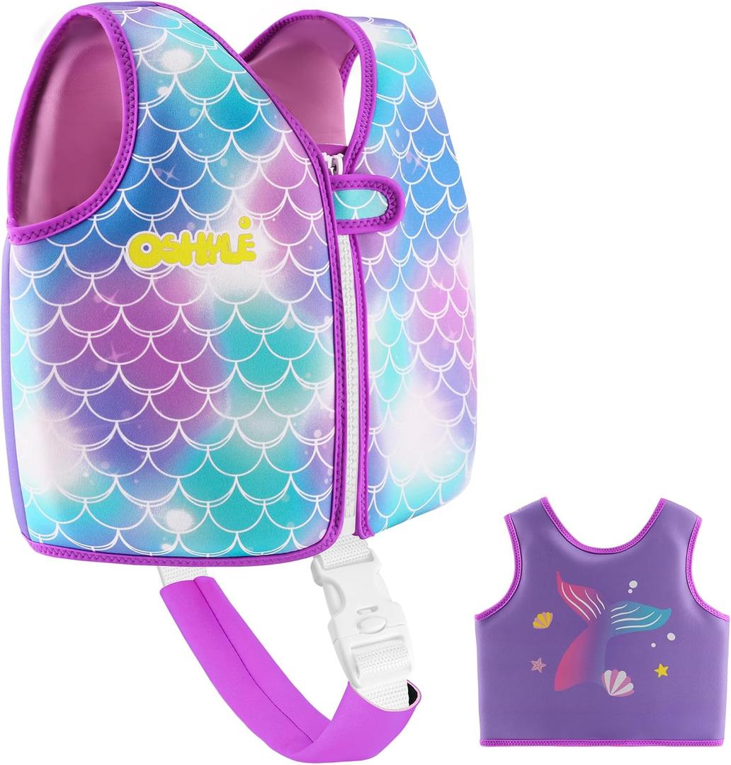 Kids Swim Vest with Crotch Strap - Neoprene Swim Trainer Vest for Toddlers 1-3 Years, Boys & Girls Swim Trainer with Adjustable Straps (Purple)