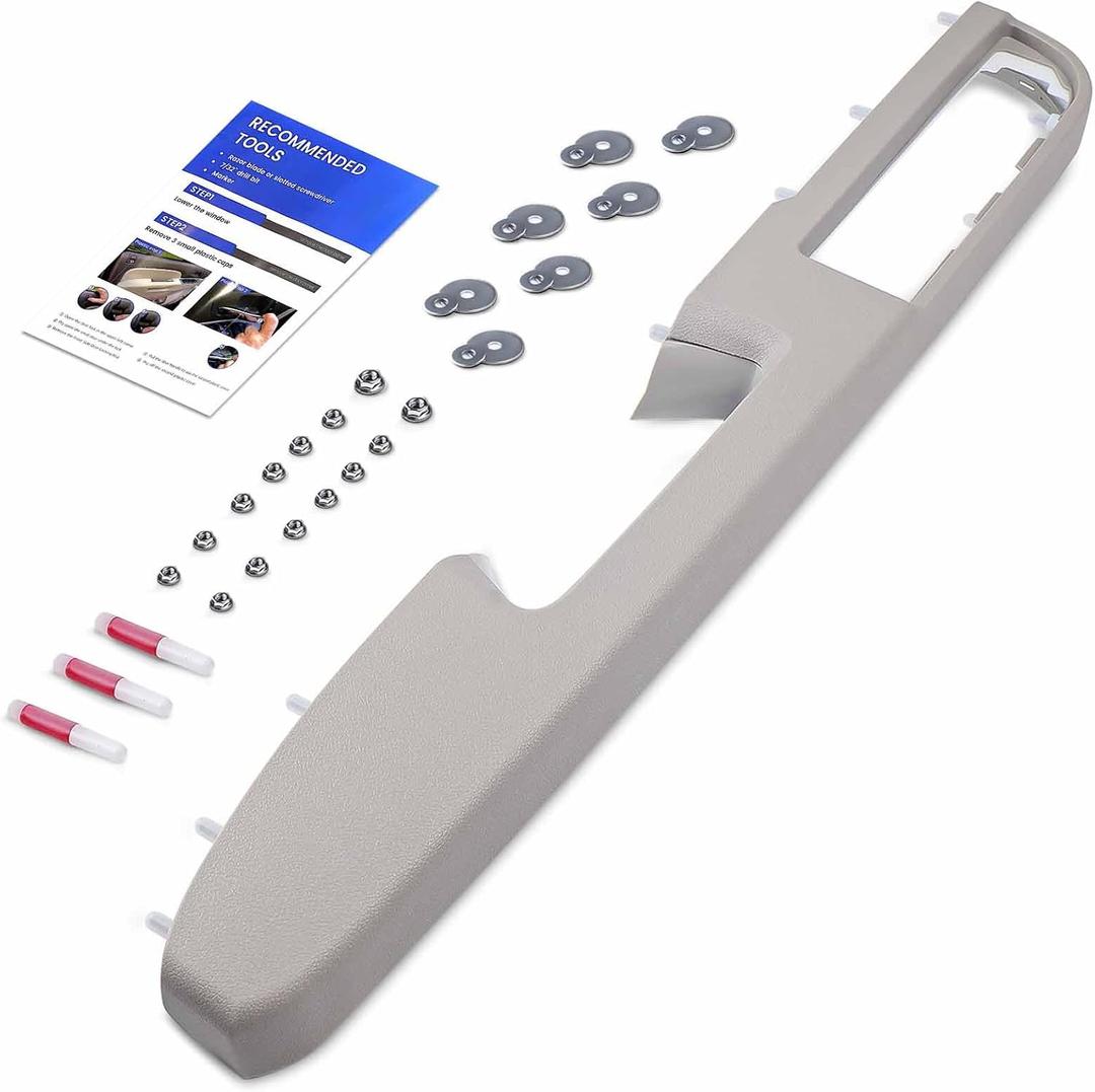 926-740 Front Left Driver Side Armrest Repair Kit Fit for Chevy Silverado Suburban Tahoe Avalanche For GMC Sierra Yukon 2010-2014 Door Panel with Release Handle Above Armrest 27In - Gray -GM# 84127281