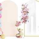 Putros 7.2ft Metal Arch Stand with Cover Beige Spandex Fitted Wedding Arch Cover and Round Top Chiara Backdrop Stand Set for Birthday Party Baby Shower Decoration