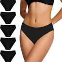 BATTEWA Womens Leak Proof Underwear Light Incontinence Bikini Panties Reusable Odor Control Protective Briefs for Ladies Teens 40ml (Black, S, 5 Pack)