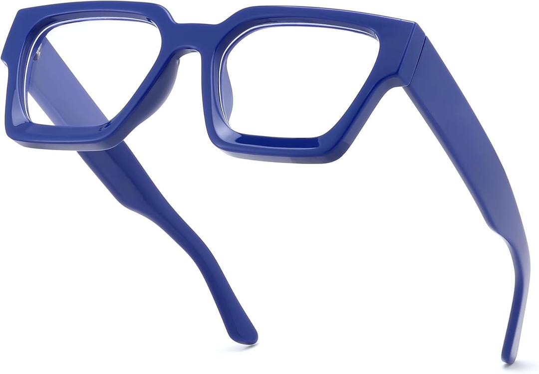 FEISEDY Retro Blue Light Blocking Glasses for Women Men 90s Classic Rectangle Frame Thick Chic Computer Eyeglasses B2383R