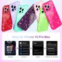 for iPhone 15 Pro Max Case Cute,Clear Glitter with [1 x Tempered Glass Screen Protector] Sparkly Bling Shockproof Bumper Protective Soft Silicone Phone Cover Case for Women Girls Dark Purple