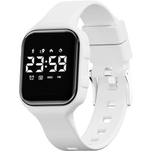 GOLDEN HOUR Kids Digital Sport Watches with Fitness Tracker, Alarm Clock, Stopwatch, No App Waterproof Birthday Gifts for Girls and Boys Ages 4-12 (white)