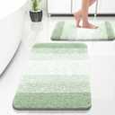 OLANLY Bathroom Rug Set 2 Piece, Soft Absorbent Microfiber Bath Rug Set, Non-Slip, Machine Wash Dry, Plush Shaggy Bath Mats for Bathroom (30"x20"+24"x16", Sage Green)