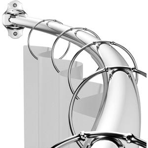 Mcrbeay Curved Shower Curtain Rod, Adjustable 35-65 inches Extra Wide Curved Shower Rods for Bathroom, Rust proof Shower Rod, Premium Stainless Steel Curved Curtain Rod for Shower, Bathtub, Silver