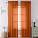 Lecloud Orange Sheer Curtains 90 Inches Long 2 Panels, Light Filtering Voile Airy Curtains, Balance Light Privacy Window Treatments with Rod Pocket for Bedroom Living Room, Each 42" W x 90" L