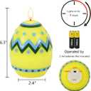 DRomance Easter Flameless Candles Battery Operated with 6 Hour Timer Battery Operated Real Wax Color Painted Easter Egg Shaped LED Flickering Candles Dinner Spring Holiday Decor(Yellow, 2.4"D x 6.3"H)