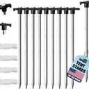 Eurmax USA Galvanized Non-Rust Camping Family Tent Pop Up Tent Stakes Canopy Anchors Heavy Duty 10pc-Pack, with 4x10ft Ropes & 1 Stopper(Black)