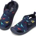 STQ Boys Girls Water Shoes Quick-Dry Slip on Beach Swim Pool Sandals(Toddler/Little Kid) (Navy/Dinosaur)