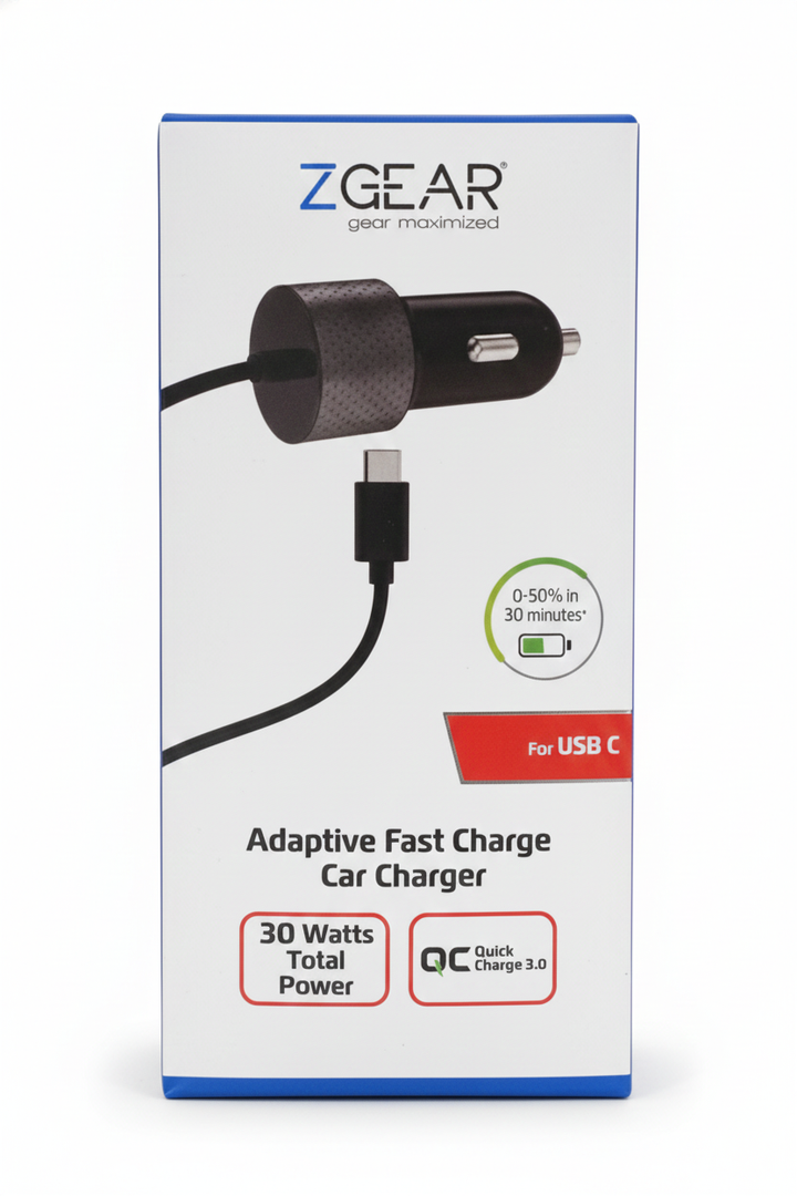 NEW Z GEAR Adaptive Fast Charge Car Charger 3 Amps of Power 30 Watts