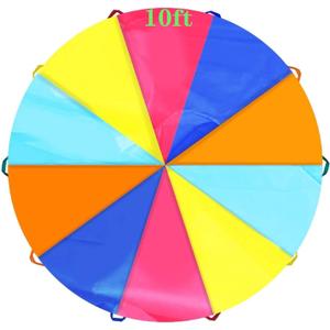 SPINFOX Multicolored Parachute - 6FT, 10FT, 20FT with Handles for Kids Indoor Outdoor Play