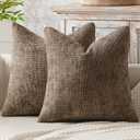 MIULEE Pack of 2 Couch Throw Pillow Covers 18x18 Inch Brown Boho Accent Decorative Pillow Covers Soft Chenille Farmhouse Cushion Covers for Home Decor Bed Sofa Living Room
