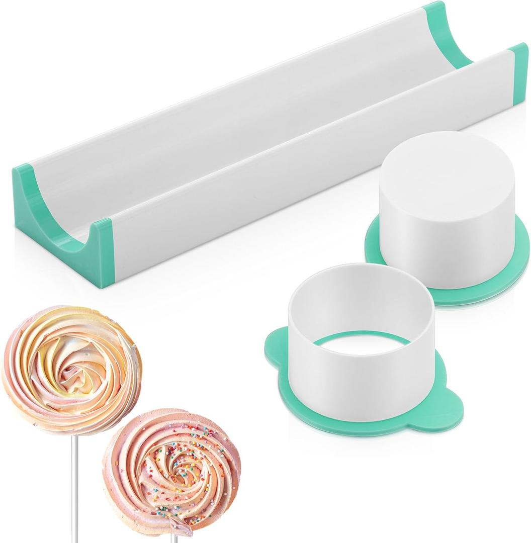 1.75 Inch Circle Cake Pop Mold Set with 9 Inch Tray Easy Cake Pop Circle Maker PLA Baking Cutter Molds Set for Home Baking, Birthday Parties, Wedding (Mint Green, White)