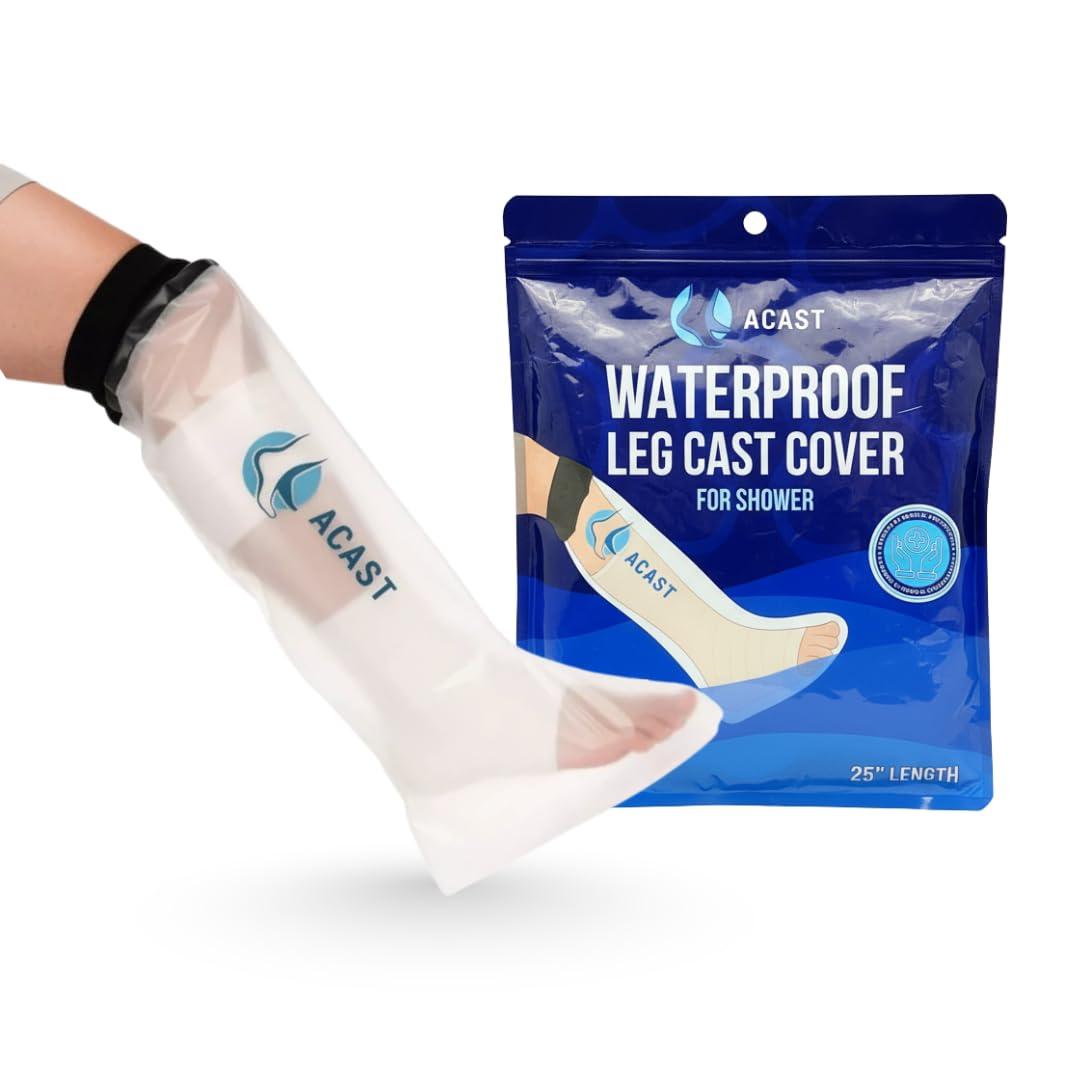 ACAST Leg Cast Cover for Shower - Waterproof Cast Cover for Injuries & Plaster, Reusable Leg Protector For Knee, Ankle, Foot - Free E-book Included