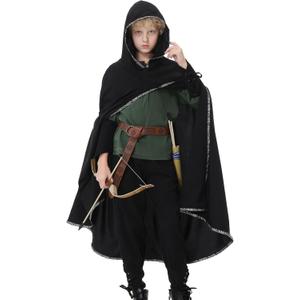 Ezuwail Boys Renaissance Costumes Outfit Kids Medieval Viking Costume Sets for Halloween, Ren Fair (110, Green)