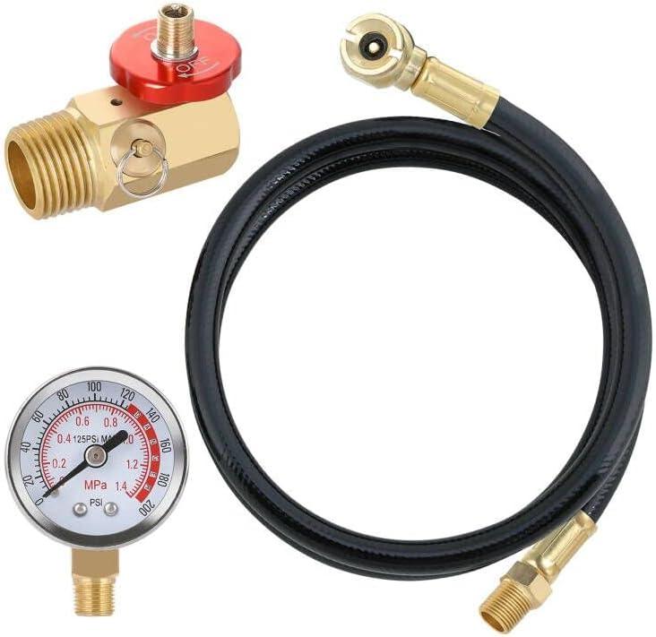 Hromee Air Tank Repair Kit w/Safety Valve, Pressure Gauge and 4 Feet Air Tank Hose Assembly kit for Portable Carry Tank