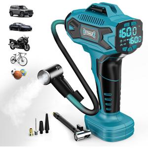 Cordless Tire Inflator Air Compressor Compatible with Makita 18V Battery, 160PSI Portable Air Pump with Digital Pressure Gauge, Fast Inflation for Cars, Motorcycles, Bikes(Bare Tool)