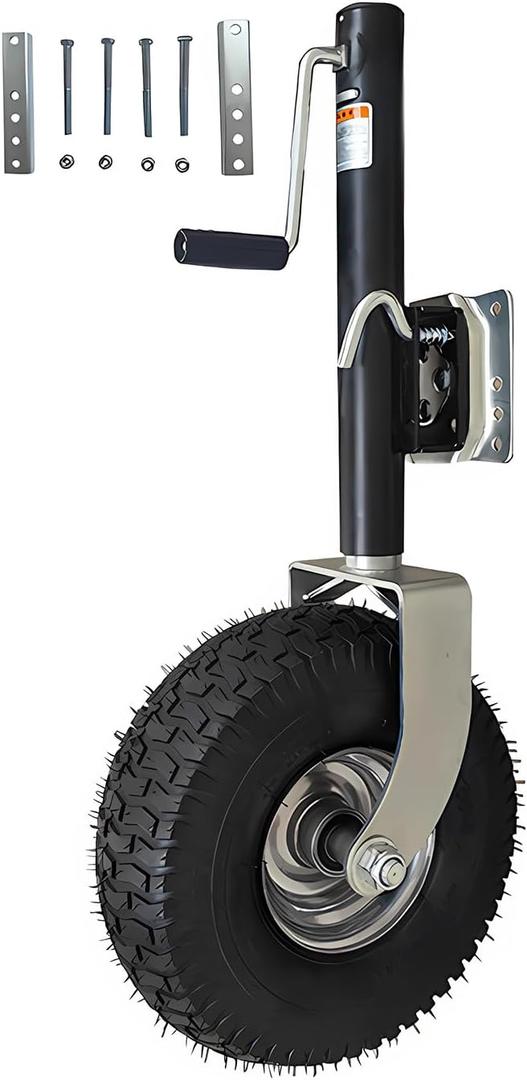 Beach Boat Trailer Jack, 13.38in Trailer Jack Wheel, Heavy-Duty Bolt-On Swivel Tongue Jack, 2000lb Capacity, 11in Vertical Load (2000lbs/900kg) (BLACK/2000LBS)