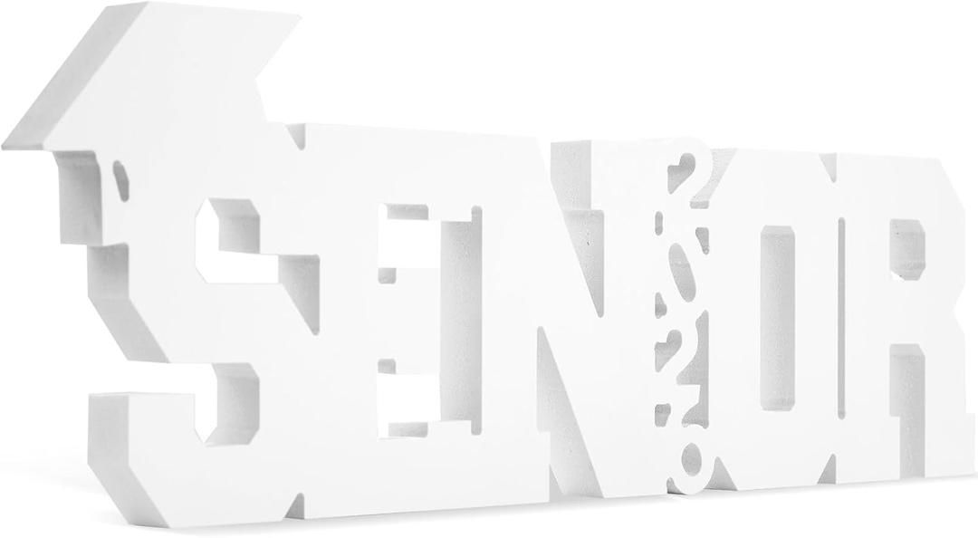 Large Senior 2026 Sign Graduation Decorations Class of 2026 Photo Booth Props for Photoshoot, Graduation Table Centerpieces for Senior Night Decor Letter Sign Grad Party Supplies - White