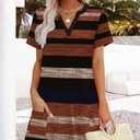 WIHOLL Dresses for Women 2025 Casual Summer V Neck Wedding Guest Dress Short Sleeve Fashion Beach Vacation Clothes (M)