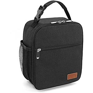 Femuar Lunch bag for Men Women Adults Small for Office Work Picnic - Reusable Portable Lunchbag, Black