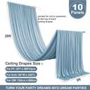10 Panels 5ft(W) x 20ft(L) Dusty Blue Ceiling Drapes for Wedding Parties, 60"W x 240"L
