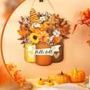 2 x Geetery Thanksgiving Door Signs Vintage Hello Fall Front Door Decoration Autumn Gnome Sunflower Pumpkin Wooden Hanging Signs for Fall Home Front Porch