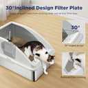 FURTIME Stainless Steel Litter Box with Lid, XL Metal Cat Litter Box for Big Cats, Extra Large Box High Sided, Non-Sticky, Easy to Clean, Anti-Urine Leakage, Include Metal Litter Scoop (Silver Gray)
