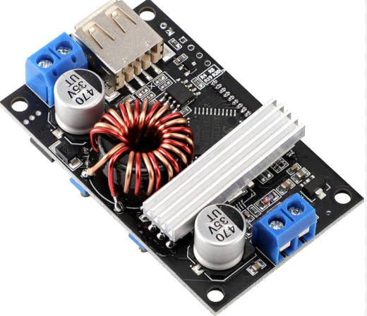 DROK Buck Boost Voltage Regulator, DROK DC 630V to DC 0.530V 5V 12V 24V Adjustable Voltage Converter, 4A 60W Power Supply Step Up Down Transformer Board Module with USB Port Case LCD Display Volt Am