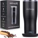 X Heated Coffee Mug 19 oz., 8 Hour Battery Life, Self-Heating, Adjustable Temp Controlled, LCD Screen, One Button Temperature Adjustment, Includes Cover with Magnetic Slider (Black) (Black)