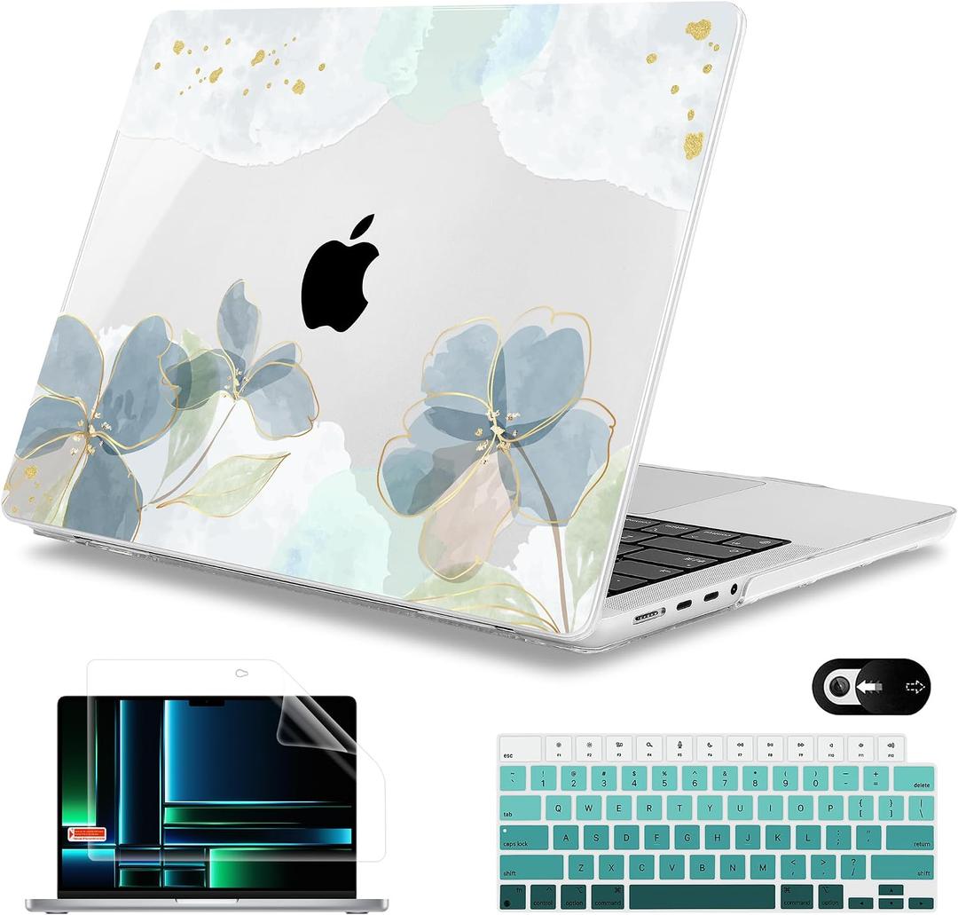 Mektron Case for M5 MacBook Pro 14 inch 2026 Model A3427 A3426 Fit 2025-2021 Model A3434 A3112 M4 A3112 A3401 A3185 M3 A2918 A2992 M2 A2779 M1 A2442 Pro/Max Cover for MacBook Pro 14", Flower C006