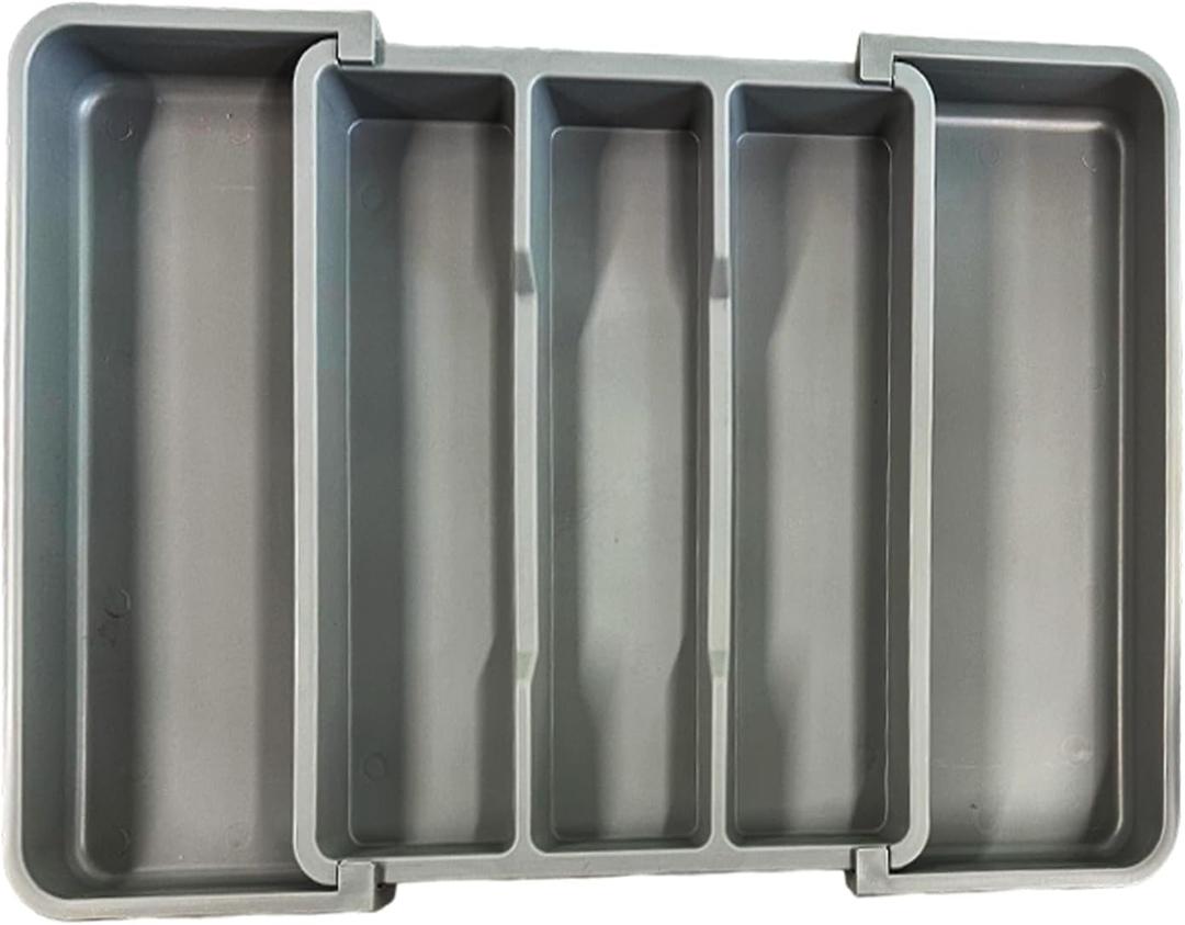 Large Car Drawer Organizer, Expandable Non-Slip Tool Storage Tray with 5 Compartments, 13"-22" Adjustable Flexible Mechanic Tools Holder, Ideal for Vehicles, Mechanics, Electricians (Grey)