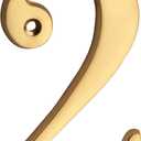 HASWARE House Number Sign 4 inch (10 cm) Polished Brass Finish Stylish Curvy Modern Door Numbers Signage Plaque Street Home Address Numerals(2, Brass)