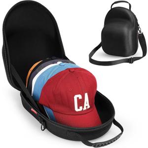 Livelab Hat Case, Hard Hat Case for Baseball Caps, Hat Storage with Carrying Handle & Shoulder Strap, Hat Organizer Protects Up to 6 Hats, Perfect for Travel & Home Storage - Black