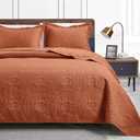 Love's cabin King Size Quilt Set Umber Bedspreads - Soft Bed Summer Lightweight Bedspread Comforter - Modern Style Coin Pattern Coverlet for All Season - 3 Pieces (1 Quilt, 2 Pillow Shams)