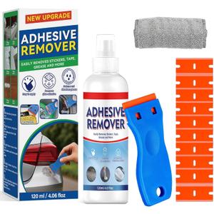 Adhesive Remover Spray, Sticker Remover Cleaning Multi-Surface Residue, Glue Remover for Tap, Decals, Glue, Chewing Gum, from Car, Windows, Glass, Plastic, Label Remover with Scraper and Towel
