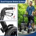 MAXWALK Walkers for Seniors, Rollator Walker with Seat, 10" Rubber Wheels All Terrain Rollator Walker with Backrest, Aluminum Walkers Built-in Cable, Foldable and Adjustable Height for Seniors, Blue