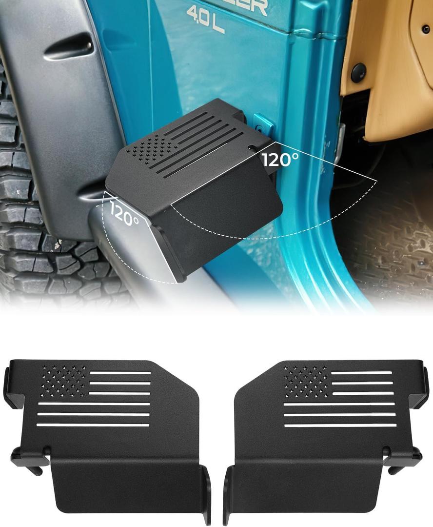 JOYTUTUS Upgraded 120 Wrangler Foot Pegs Compatible with Wrangler TJ 1997 to 2006, Exterior Door Hinge Metal Foot Rest Pedals with US Flag Pattern
