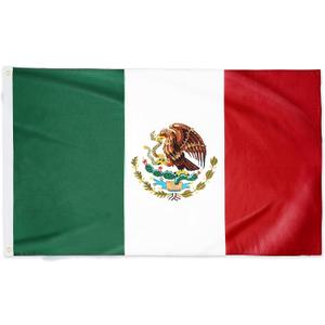 DANF Mexico Flag 3x5 Ft - 100D Thicker Polyester - Mexican MX National Flags Double Stitched Quality 3 X 5 Feet with Brass Grommets Indoor Outdoor Use