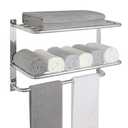 Towel Rack for Bathroom, DEWVIE 22 Inch Tower Holder with Tower Bars, SUS 304 Stainless Steel Lavatory Bath Towel Shelf Towel Hanger Wall Mount, 3-Tier (Brushed Nickel)