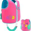 Pottwal Swim Vest for Kids - Swim Jacket for 1-2 Years (24-33LBS) Small - Puddle Jumper with Adjustable Crotch Strap - Made of Neoprene & EPE - Peach Red