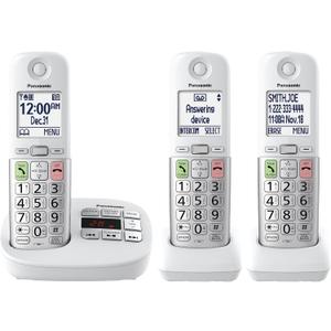 Panasonic Cordless Phone, Easy to Use with Large Display and Big Buttons, Flashing Favorites Key, Built in Flashlight, Call Block, Volume Boost, Talking Caller ID, 2 Cordless Handsets - KX-TGU433W (White)
