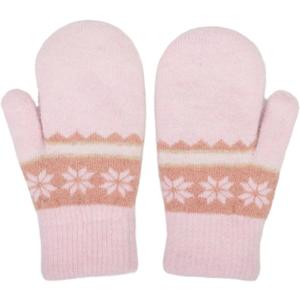 Kids Winter Warm Knit Mittens-Double Layer Thickn Outdoor Gloves Soft Stretchy Snowflakes Gloves for Boys Girls 5-10Y