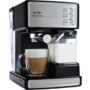 Mr. Coffee Espresso and Cappuccino Machine Stainless Steel Programmable Coffee Maker with Automatic Milk Frother 15-Bar Pump Ideal for Home Baristas