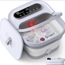 ALLJOY Foot Spa Bath Massager with Heat, Collapsible Foot Massager Spa Soaking Tub with Bubbles, Pumice Stone, Timer, 6 Shiatsu Massage Rollers Pedicure FootSpa for Relaxation,