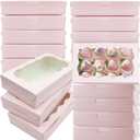 YankMooM Cookie Boxes with Window Pink Bakery Boxes 7 x 4.3 x 1.5 Inch Paperboard Treat Boxes for Cookies, Donuts, Pastry, Strawberries, Macarons(20PCS)