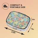 2 x Square Pill Case Small Pill Box with Mirror Pocket 2 Compartment Vitamin Pill Medicine Case Organizer Pill Containers for Traveling Blooming Flower One