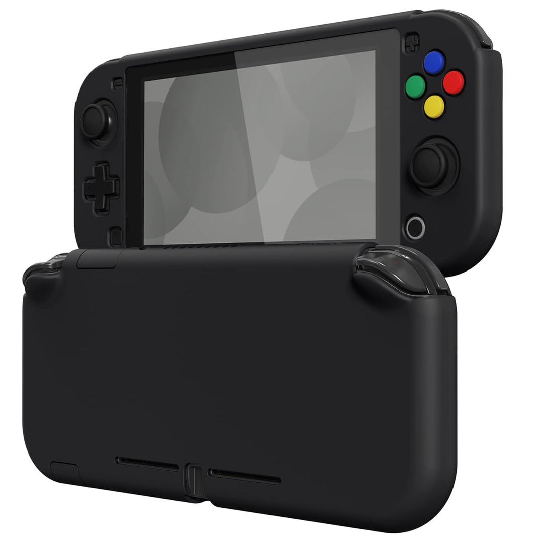 eXtremeRate PlayVital Black Protective Grip Case for Nintendo Switch Lite, Hard Cover Protector for Nintendo Switch Lite - Screen Protector & Thumb Grips & Buttons Caps Stickers Included