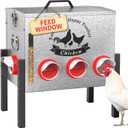 10gal 55LB Large Automatic Chicken Feeder with Window - 8 Port No Waste Design, Rust-Proof Alloy Steel with Locking Lid & Adjustable Legs, Waterproof Silo for Hens, Ducks, Geese, Poultry