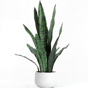 Ollain Artificial Plant 23.6" Fake Snake Plant Faux Plants Green Fake Succulent Potted for Bathroom Shelf Decor Desk Plant Home Office Decor (White)